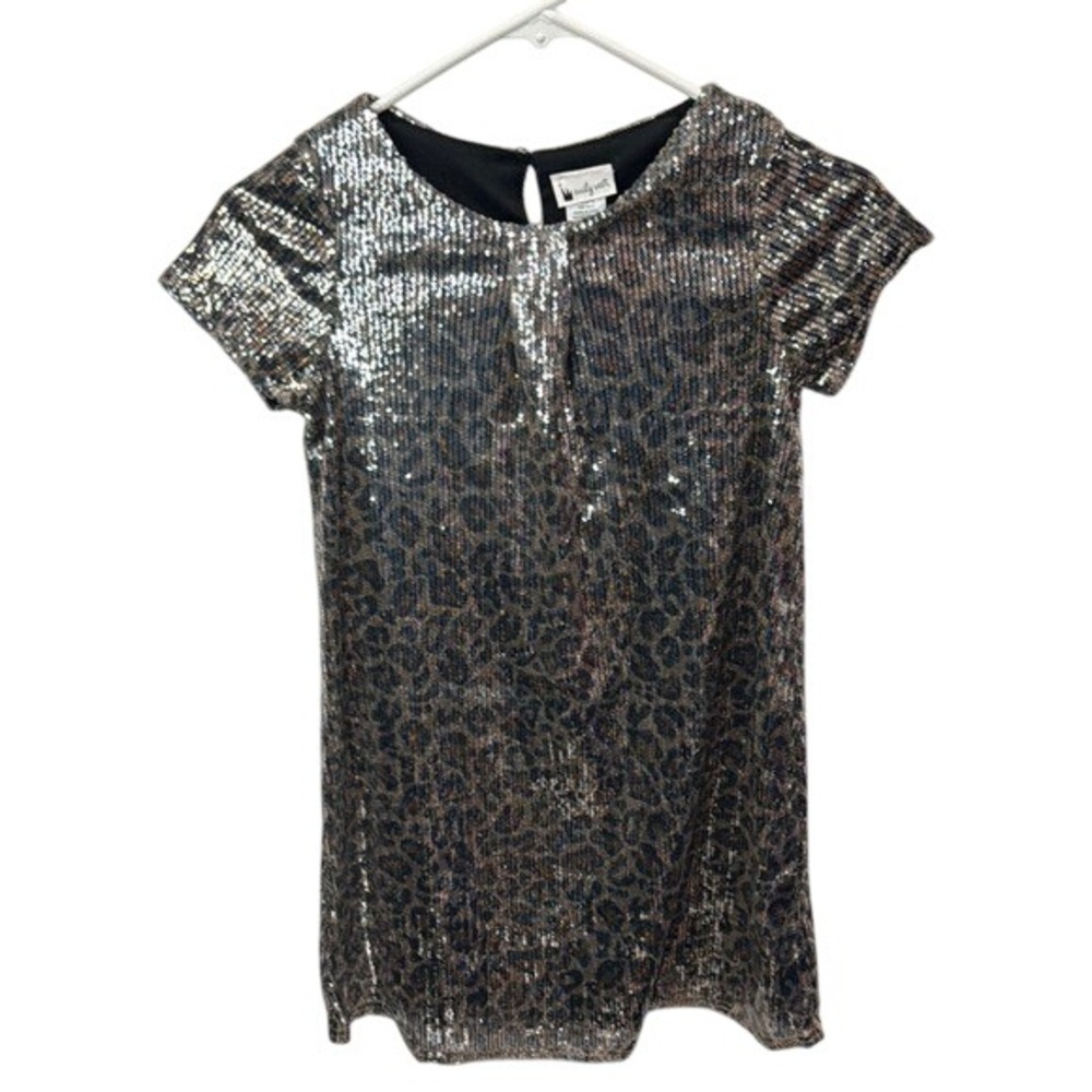 Emily West Sequin Dress Leopard Print Sparkly Party Girls Size 8